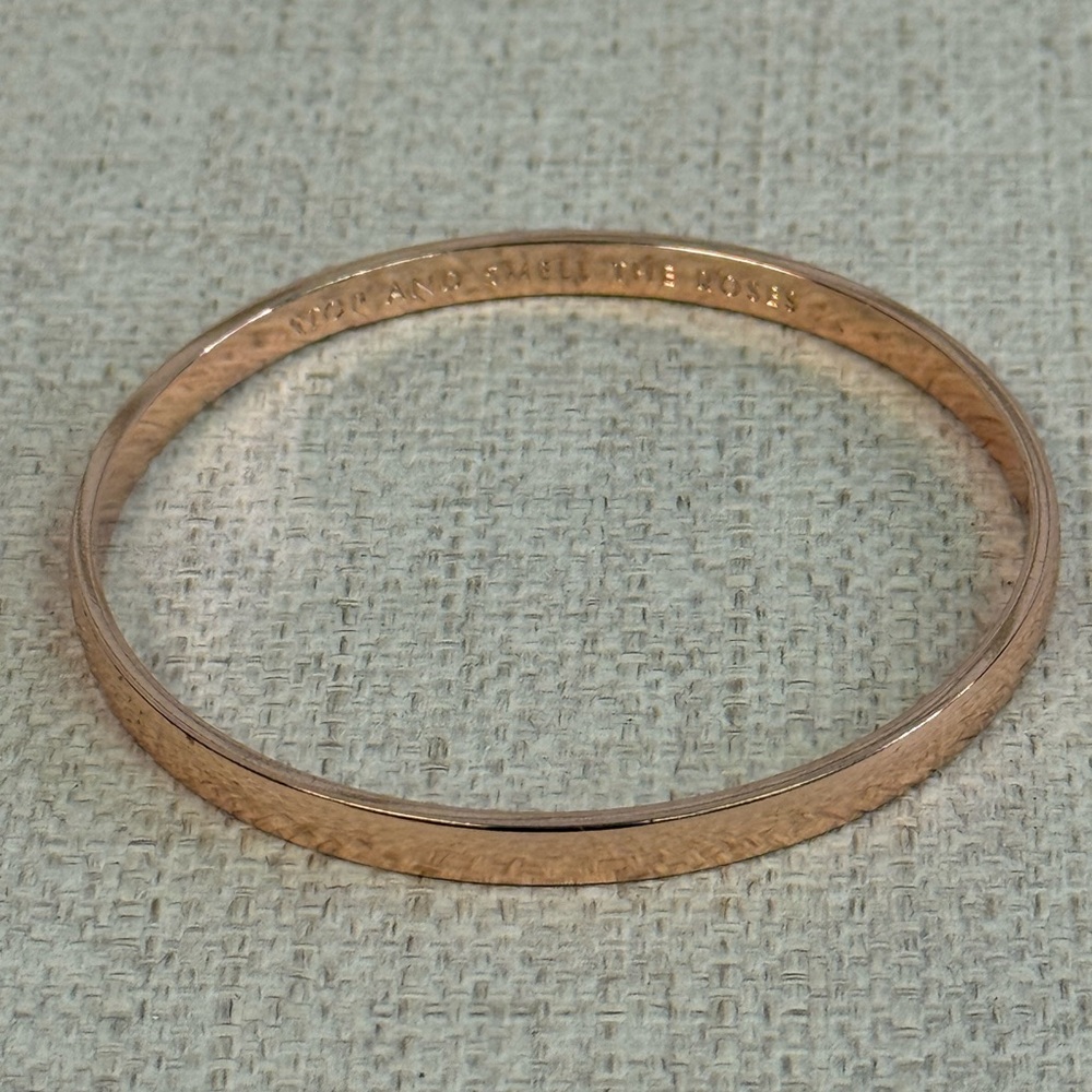 Kate Spade Rose Gold Stop And Smell The Roses Bangle Bracelet - Picture 2 of 4